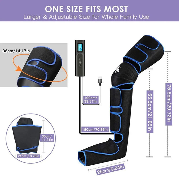 Foot air pressure leg massager