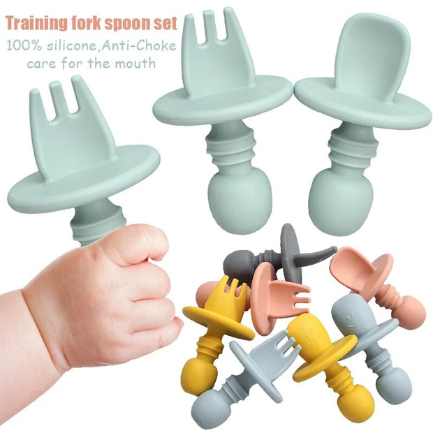 Baby Mini Silicone Fork Spoon