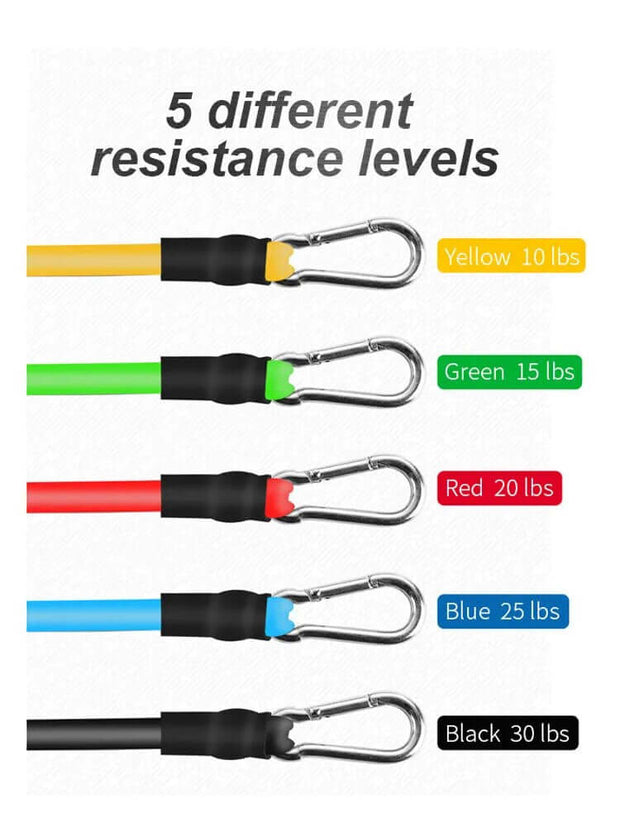 11 Pcs Resistance Tube Bands Set