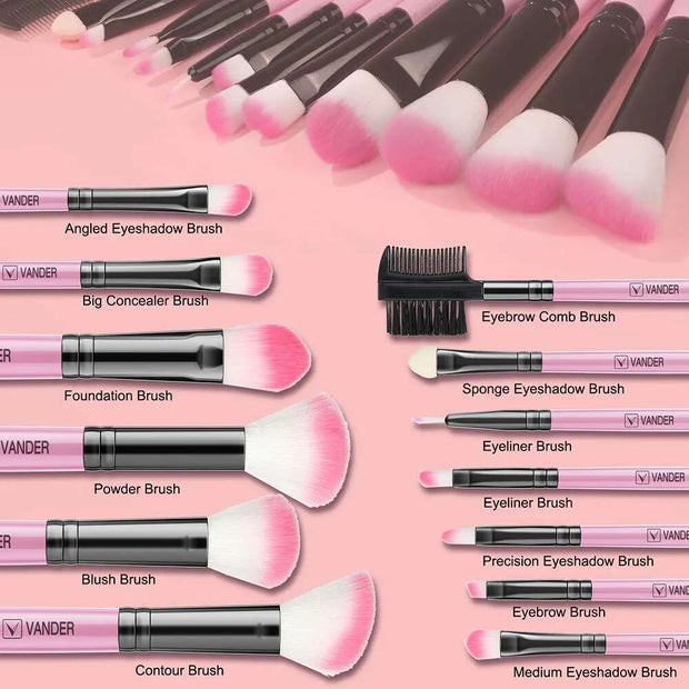 13 Pcs Pink Makeup Brushes Set