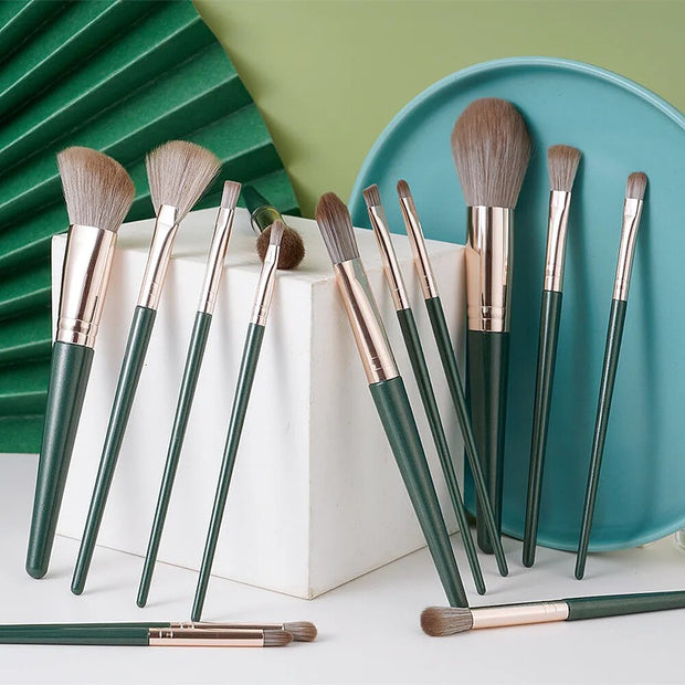 Hot Green Makeup Brushes Set