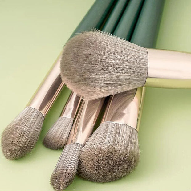 Hot Green Makeup Brushes Set