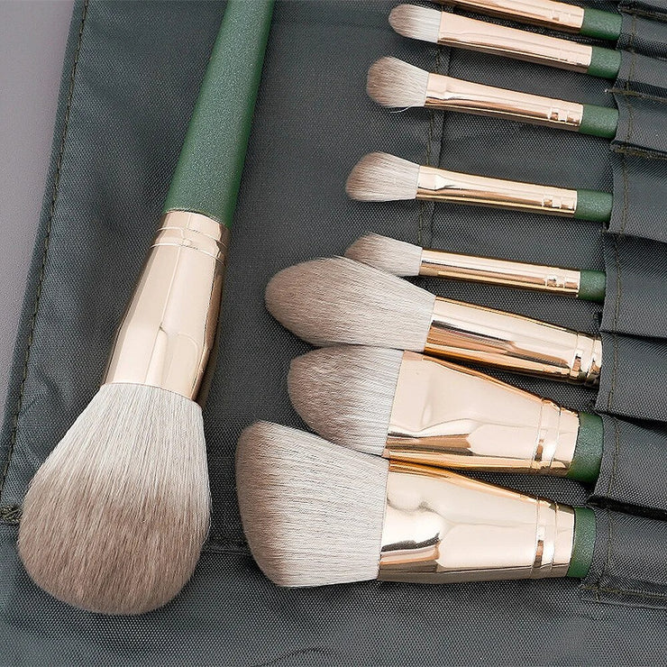 Hot Green Makeup Brushes Set